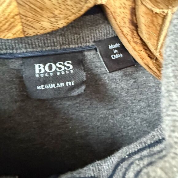 Boss Hugo Boss 1/4 Zip Cotton Sweater Grey Navy M - Picture 4 of 10